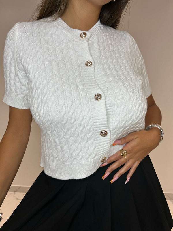 Pull Torsade Blanc